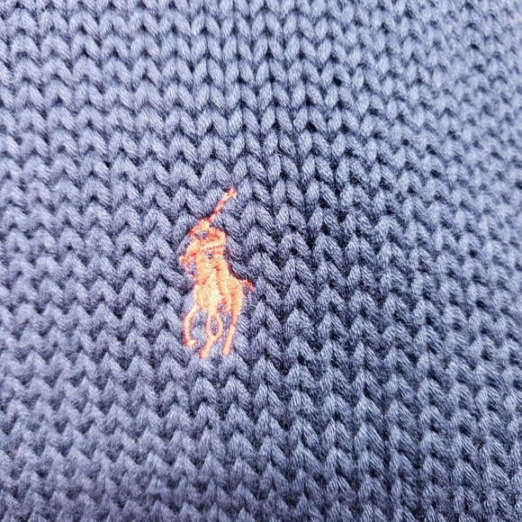 Vintage Polo Ralph Lauren Men's Blue Heavyweight V-Neck Sweater Size Large Logo. - Picture 3 of 6